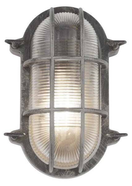 Avon Ribbed Glass Bulkhead Outdoor Wall Light In Silver