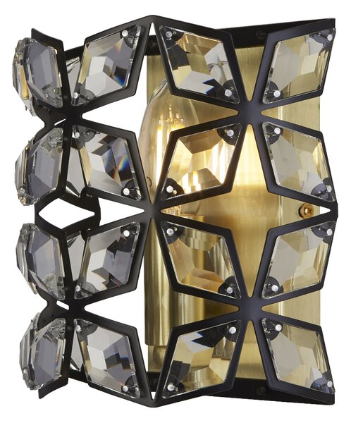 Iris Crystal Frame Wall Light In Black And Brass