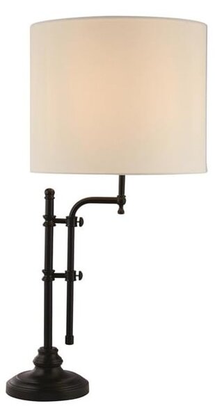 Munich Natural Linen Shade Table Lamp In Matt Black