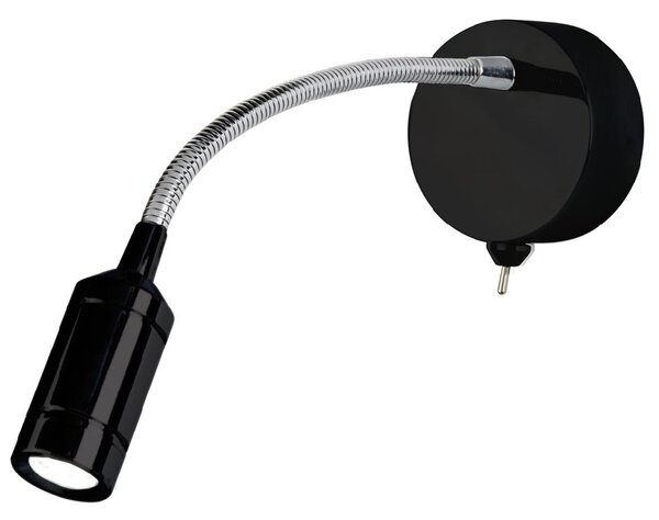 Flexy Matt Black Wall Light In Chrome