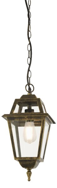 Orleans Glass Pendant Lantern Light In Black Gold