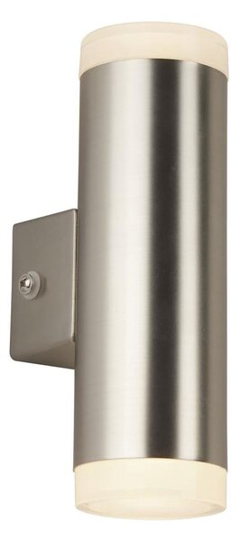 Metro LED Glass Outdoor Wall Light In Satin Silver