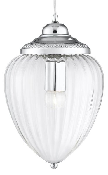 Moscow Ribbed Glass Pendant Light In Chrome