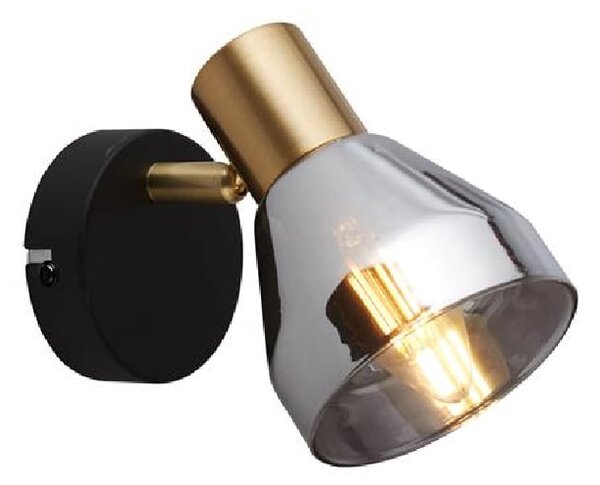 Westminister Smoked Glass Spotlight In Black And Brass