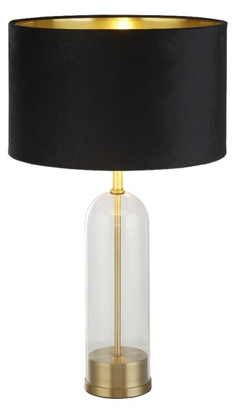 Oxford Black Velvet Shade Table Lamp With Glass Brass Base