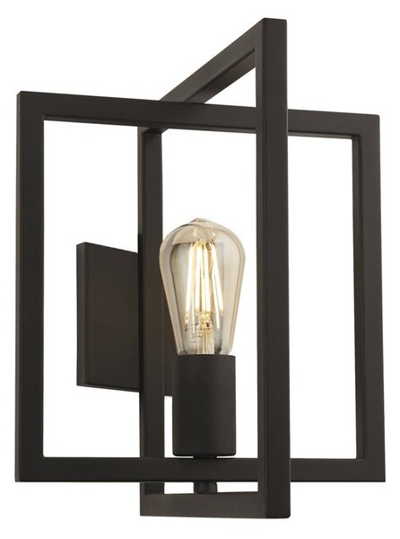 Plaza Square Metal Wall Light In Matt Black