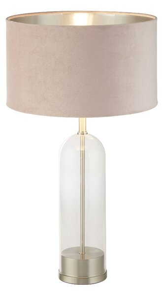 Oxford Pink Velvet Shade Table Lamp With Glass Brass Base