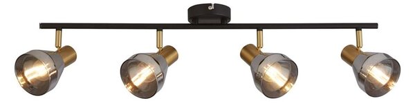 Westminister 4 Light Smoked Glass Spotlight In Black And Brass