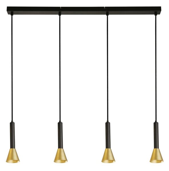 Signal 4 Light Gold Shade Bar Pendant Light In Black