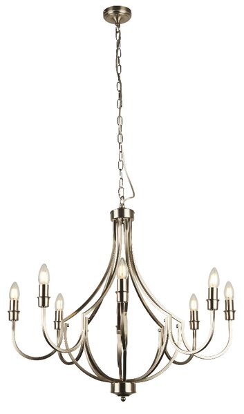 Lodge 8 Light Pendant Light In Satin Silver