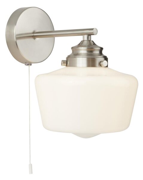 Housie Opal Glass Wall Light In Satin Silver