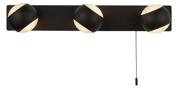 Flare 3 Light Opal Glass Wall Light In Black