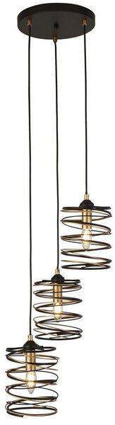 Spring 3 Light Multi Drop Pendant Light In Gold And Black