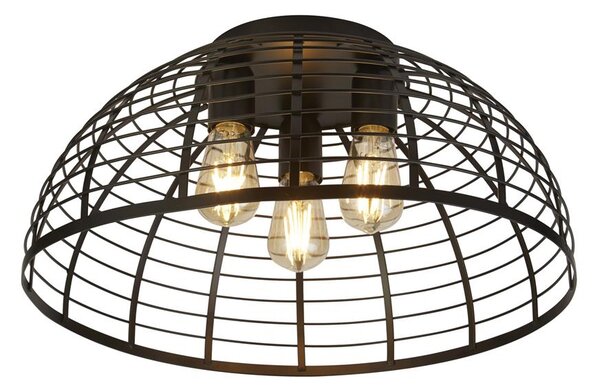 Vision 3 Light Cage Flush Light In Matt Black