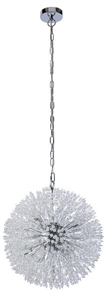 Sunburst 7 Glass Beads Pendant Light In Chrome