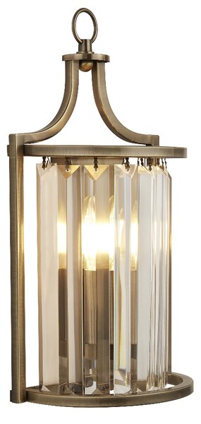 Victoria Clear Crystal Wall Light In Antique Brass