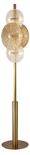 Wagon 6 Light Clear Amber Glass Floor Lamp In Bronze