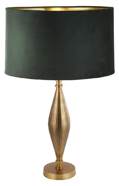 Rye Green Velvet Shade Table Lamp In Antique Brass