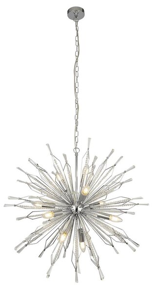 Starburst 10 Light Glass Ceiling Pendant Light In Chrome