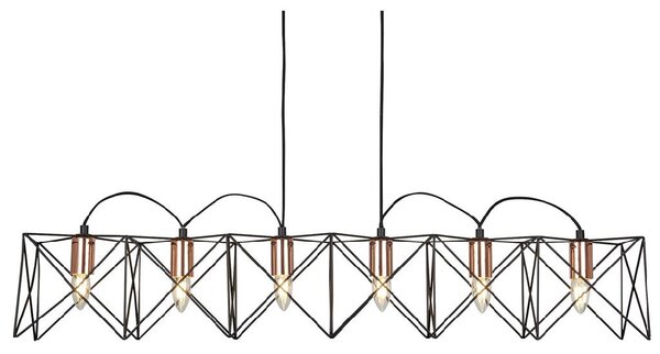 Anthea 6 Light Pendant Light In Black And Copper