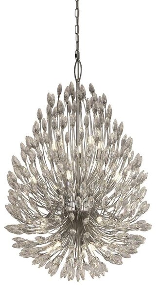 Peacock 20 Light Clear Crystal Pendant Light In Chrome