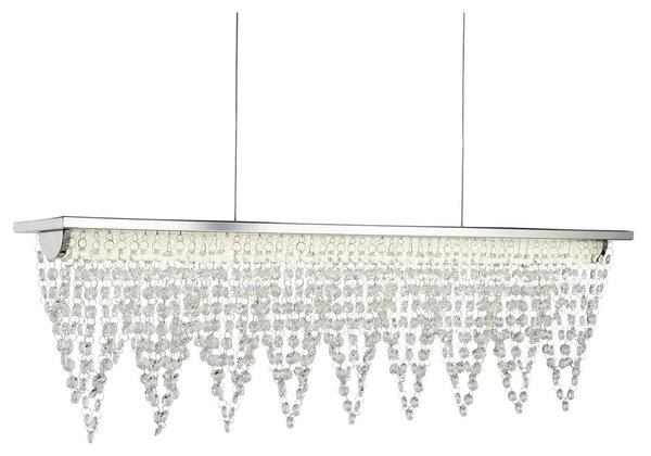 Drape LED Clear Crystal Bar Pendant Light In Chrome