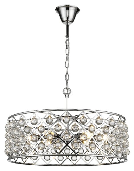 Brent 6 Light Crystal Droplets Pendant Light In Chrome