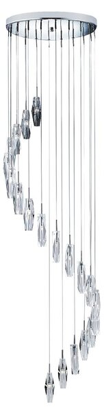 Sculptured 20 Light Crystal Multi Drop Pendant Light In Chrome