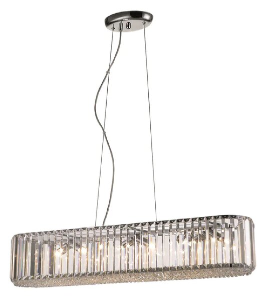 Belgravia 6 Light Clear Crystal Pendant Light Oval In Chrome