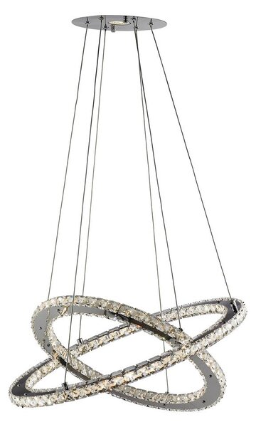 Clover LED 2 Light Clear Glass Ring Pendant Light In Chrome