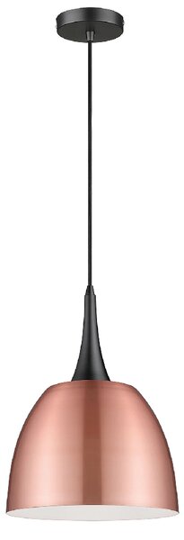 Acton Copper Shade Pendant Light In Matt Black