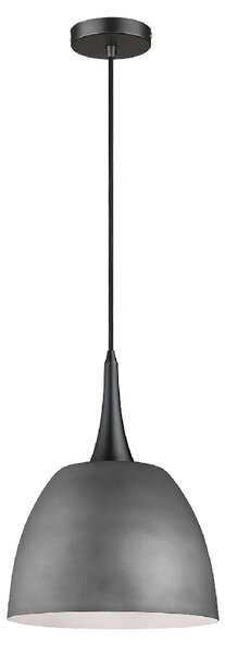 Acton Cement Shade Pendant Light In Matt Black