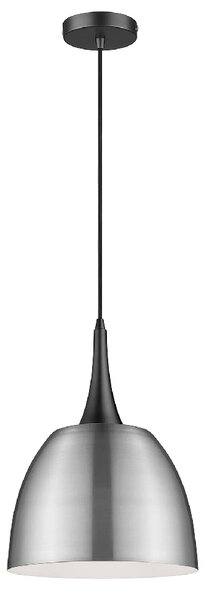 Acton Satin Nickel Shade Pendant Light In Matt Black