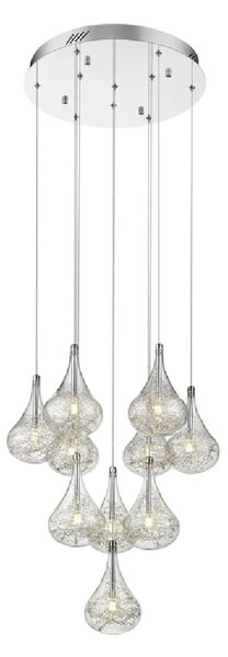 Battersea 10 Light Clear Glass Shade Pendant Light In Chrome