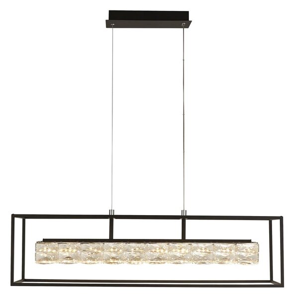 Elevator LED Crystal Glass Pendant Light In Matt Black