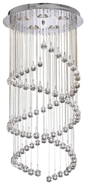 Hallway 5 Light Clear Crystal Multi Drop Pendant Light In Chrome