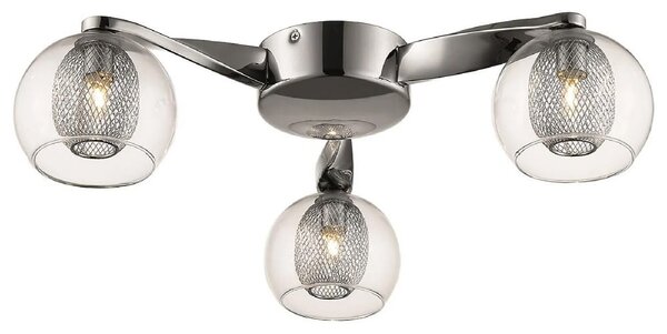 Cannonbury 3 Light Clear Glass Shade Flush Light In Chrome