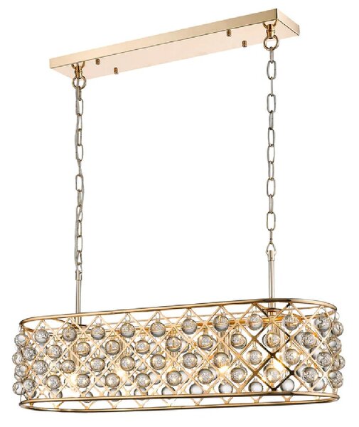 Brent 5 Light Crystal Droplets Pendant Light In Gold