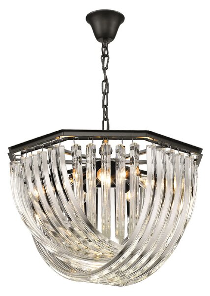 Chelsea 5 Light Clear Crystal Pendant Light In Black