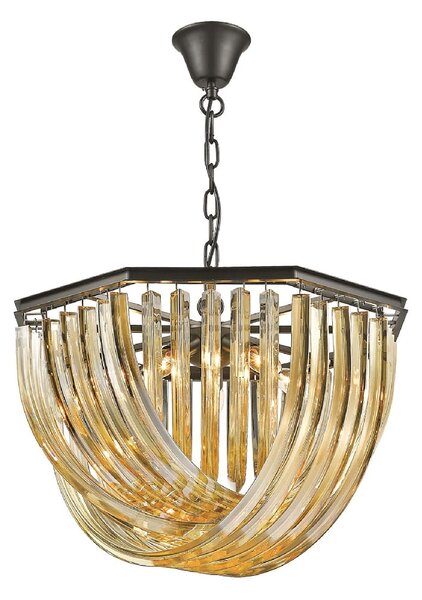 Chelsea 5 Light Champagne Crystal Pendant Light In Black