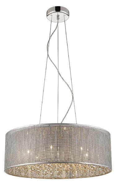 Palace 7 Light Crystal Droplet Pendant Light In Chrome Sliver