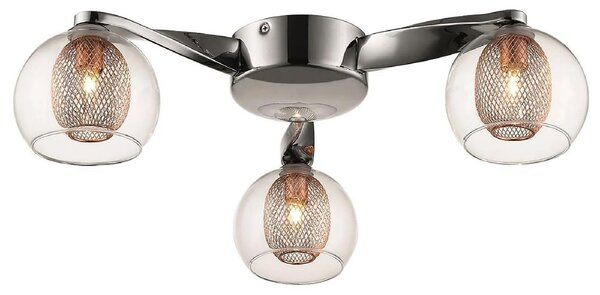 Cannonbury 3 Light Clear Glass Shade Flush Light In Copper