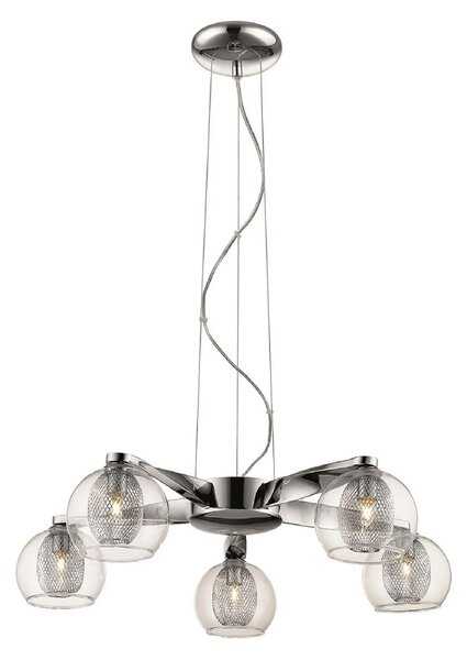 Cannonbury 5 Light Clear Glass Shade Pendant Light In Chrome