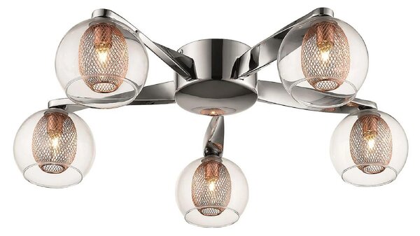 Cannonbury 5 Light Clear Glass Shade Flush Light In Copper