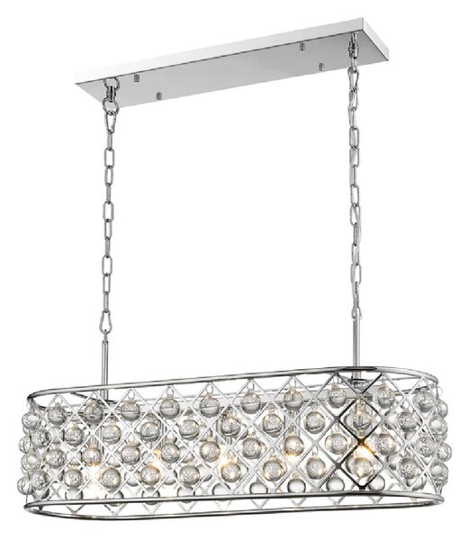 Brent 5 Light Crystal Droplets Pendant Light In Chrome