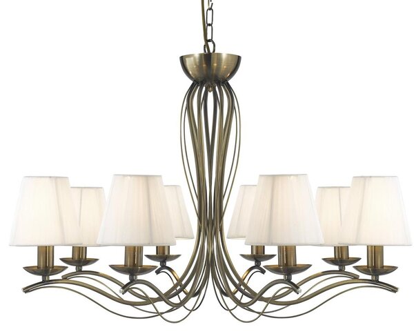 Andretti 8 Light Ivory Fabric Pendant Light In Antique Brass