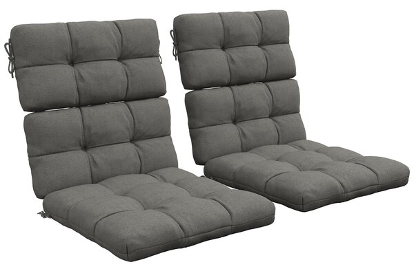 Outsunny Chair Cushion Set: Backrest & Seat Pads with Ties, Charcoal Grey Aosom UK