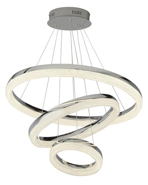 Circle 3 Light Crushed Effect Glass Pendant Light In Chrome