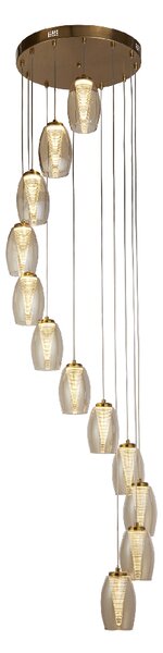 Cyclone 12 Light Champagne Glass Pendant Light In Bronze