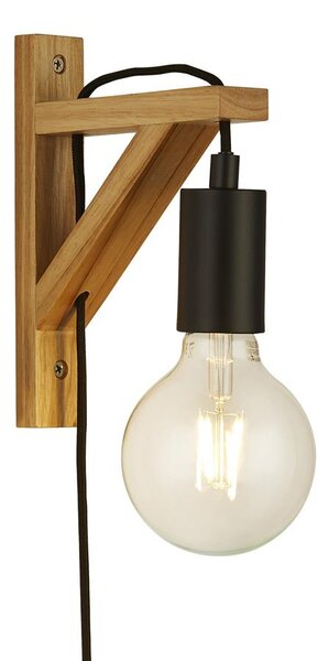 Woody Natural Table Lamp In Matt Black